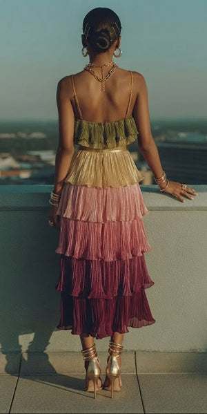 Anahi / Vestido Multicolorido em Camadas