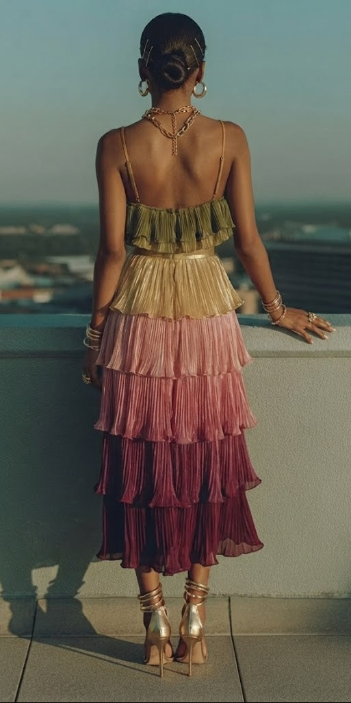 Anahi / Vestido Multicolorido em Camadas