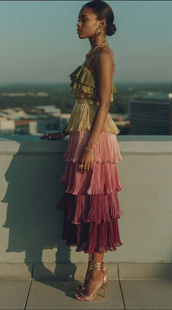 Anahi / Vestido Multicolorido em Camadas