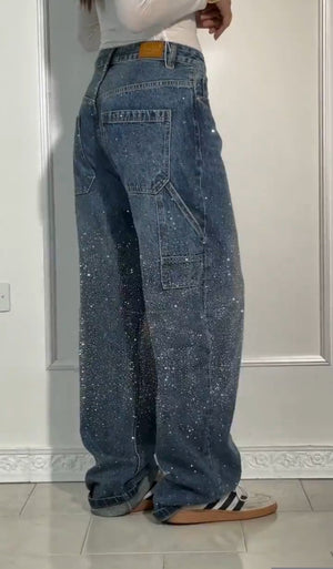 Jeans Baggy Strass com Brilhos